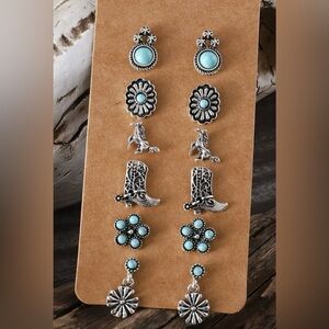 6 Pairs Vintage Western Style Earrings Set